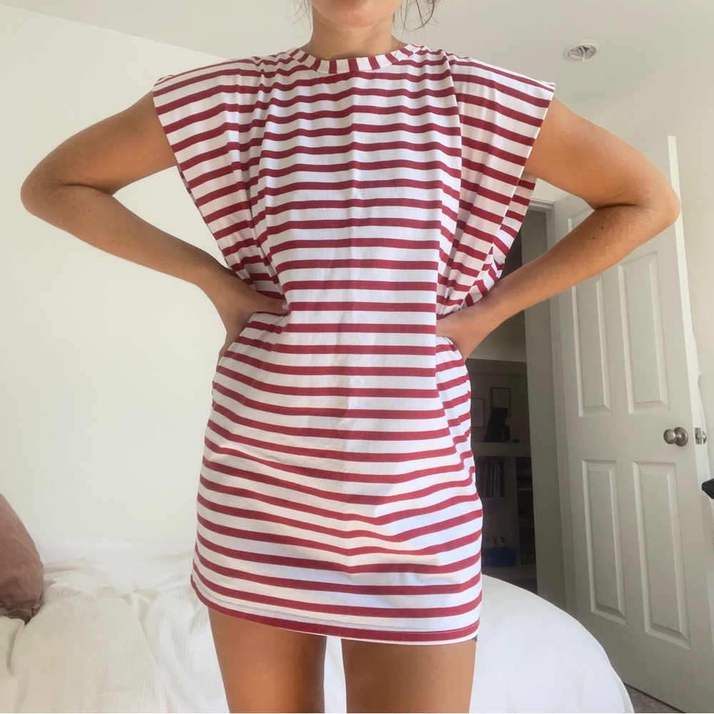 Zara Box Red White Stripe T-shirt Dress